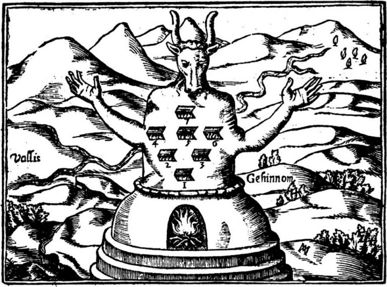 Ets van Moloch, een geitenbeeld met vuur erin