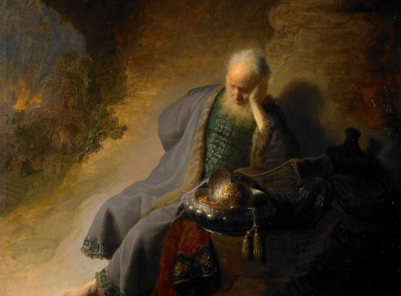schilderij van Rembrandt waarop Jeremia is afgebeeld
