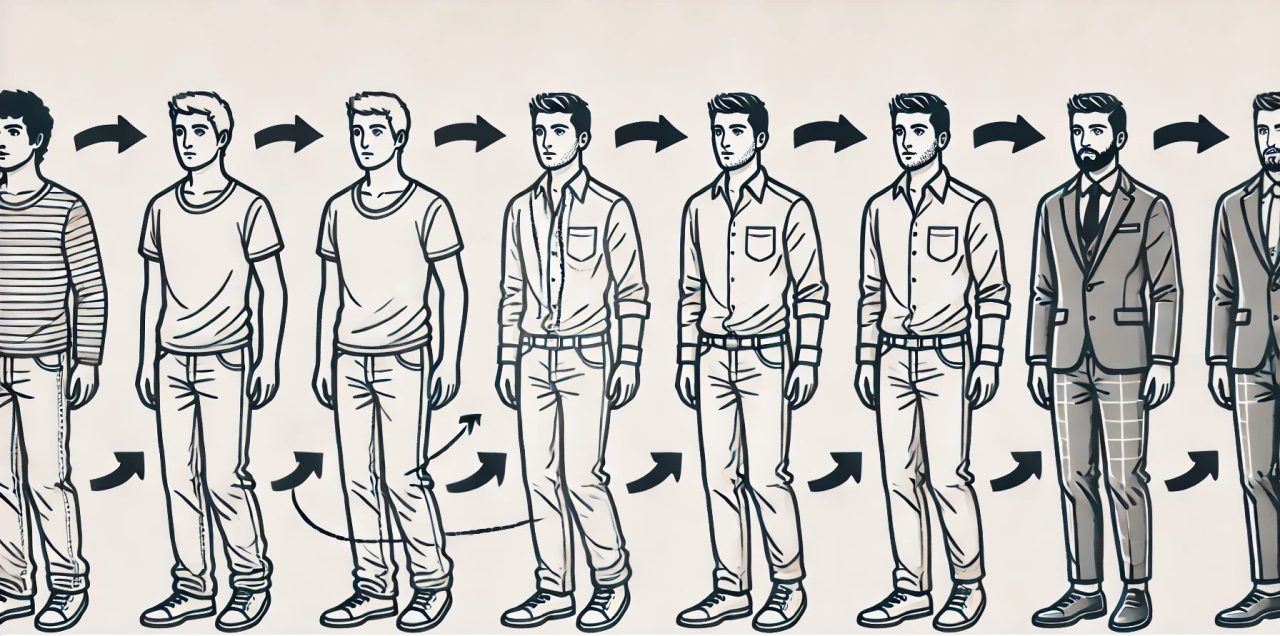 Diagram van een persoon die in een ander persoon verandert